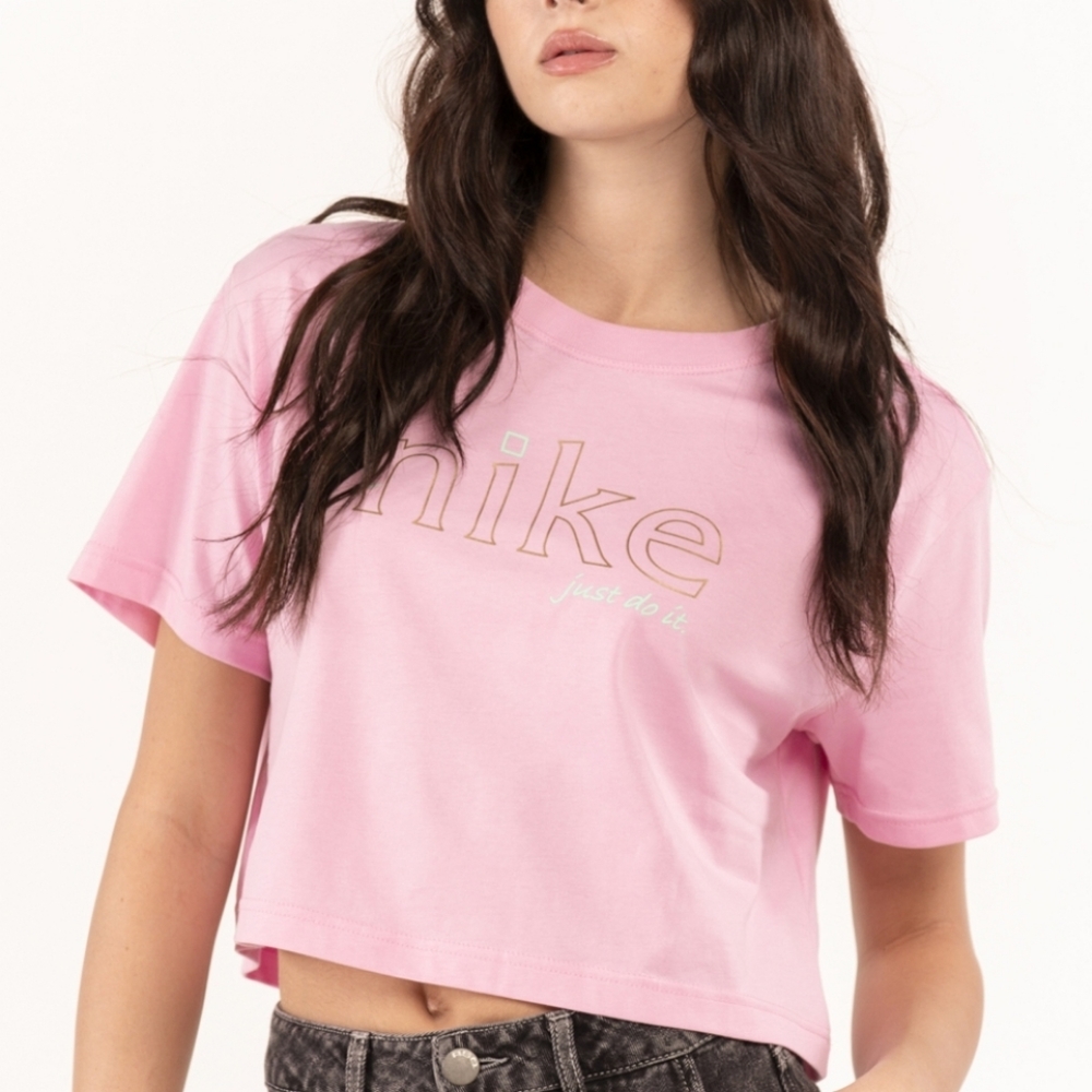Nike sportswear oc cropped pink short sleeve sporty shirt Feminine Streetwear
